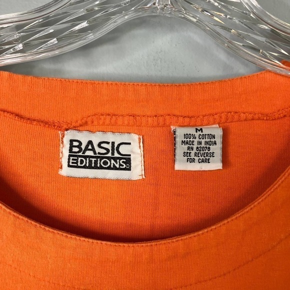 BASIC Editions Vintage 90s Halloween Witch Broom Cat Orange Long Sleeve Tee Sz M - Picture 10 of 16